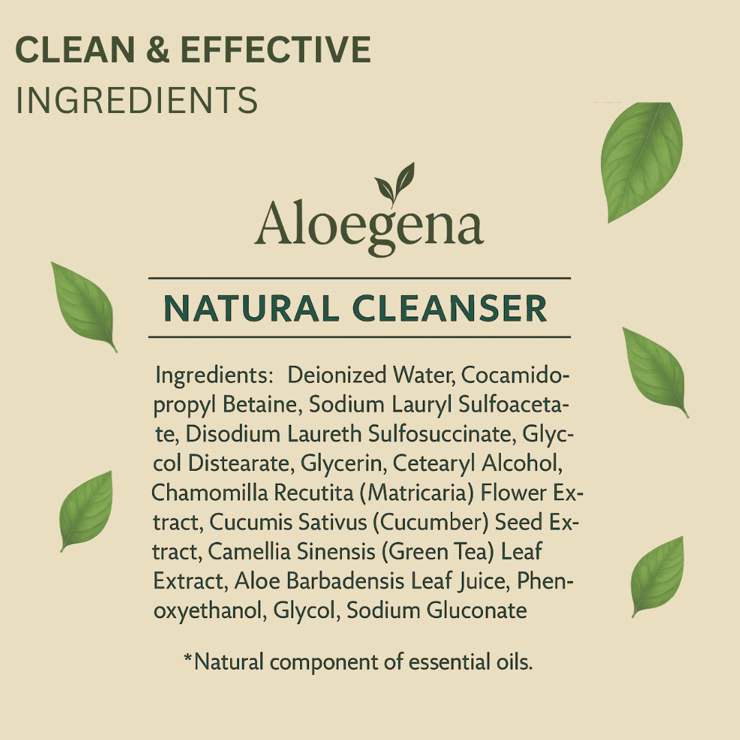 Aloegena Daily Natural Cleanser – Sulfate-Free, Paraben-Free • Gentle, Non-Drying Deep Clean